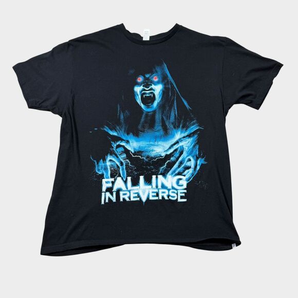 Cotton Heritage Other - Falling In Reverse Shirt Mens Large Black Horror Vampire Graphic Metalcore Band